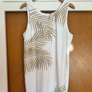 Tommy Bahama embroidered short dress with gold leaves